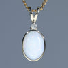 10k Gold Natural White Opal and Diamond Pendant