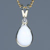 10k Gold Natural White Opal Pendant with Diamond