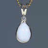 10k Gold White Opal and Diamond Pendant