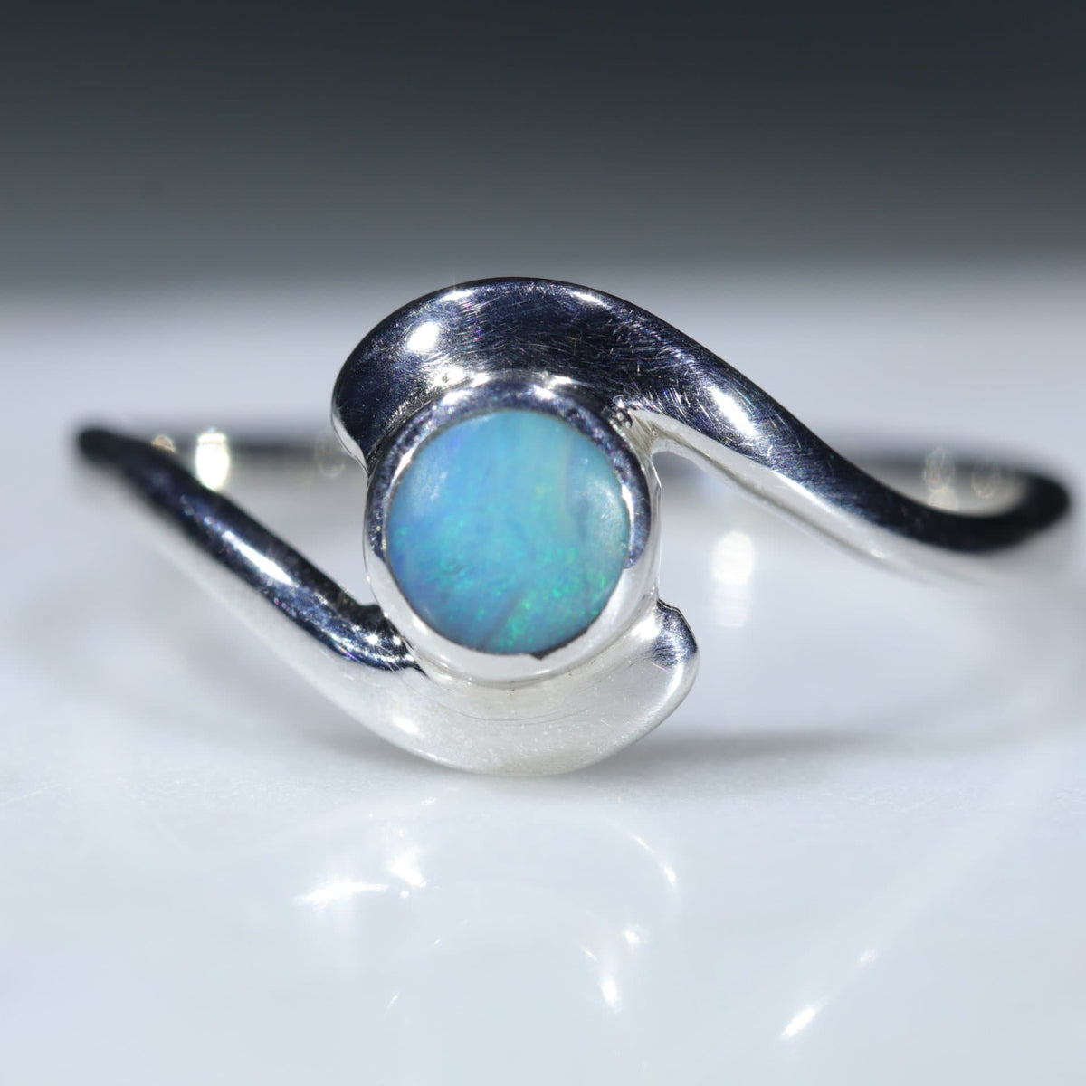 Natural Australian Boulder Silver Opal Ring - Size 7