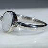 Australian White Opal and Diamond Silver Ring - Size 8.25  Code - RS149