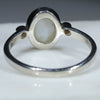 Australian White Opal and Diamond Silver Ring - Size 8.25  Code - RS149