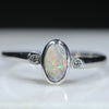 Natural Australian Boulder Opal Silver Ring with Diamonds