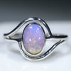 Natural Australian Boulder Opal Silver Ring