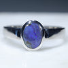 Natural Australian Boulder Opal Silver Ring