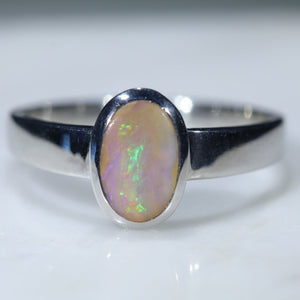 Natural Australian Boulder Opal Silver Ring
