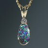 Natural Australian Opal Golde Pendant with Diamond