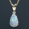 Natural Australian Opal Gold and Diamond Pendant 