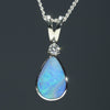 Natural Australian White Gold Opal and Diamond Pendant
