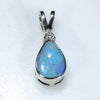 Natural Australian Boulder Opal and Diamond 14k White Gold Pendant (8mm x 5mm) Code -GPA206