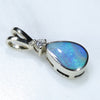 Natural Australian Boulder Opal and Diamond 14k White Gold Pendant (8mm x 5mm) Code -GPA206
