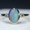 10k Gold Natural Australian Boulder Opal and Diamond Ring