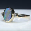 10k Gold- Solid Bouder Opal- Natural Diamonds