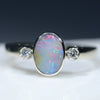 Natural Australian Boulder Opal and Diamond 14k White Gold Ring  - Size 6.75 Code - RLJ013
