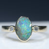 10k Gold Natural Australian Boulder Opal and Diamond Ring