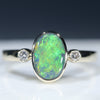 10k Gold Black Opal and Diamond Ring