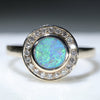 10k Gold Natural Australian Opal and Diamond Ring