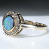 Natural Australian Solid Boulder Opal and Diamond Gold Ring Size 7.5 Code - JRL44