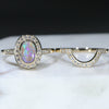 10k Gold- Solid Crystal Back Opal- Natural Diamonds