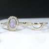 Australian Solid Black Crystal Opal & Diamond Gold Engagement and Wedding Ring Set-  Size 7.5 Code- RL61