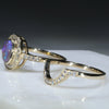 Australian Solid Black Crystal Opal & Diamond Gold Engagement and Wedding Ring Set-  Size 7.5 Code- RL61