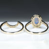 Australian Solid Black Crystal Opal & Diamond Gold Engagement and Wedding Ring Set-  Size 7.5 Code- RL61