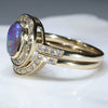 Australian Solid Black Crystal Opal & Diamond Gold Engagement and Wedding Ring Set-  Size 7.5 Code- RL61