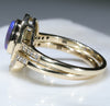 Australian Solid Black Crystal Opal & Diamond Gold Engagement and Wedding Ring Set-  Size 7.5 Code- RL61