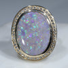 Large Natural Australian Solid Opal and Diamond Gold Ring - Size 8 US Code JRL45
