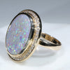 10k Gold- Solid White Opal- Natural Diamonds