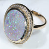 Large Natural Australian Solid Opal and Diamond Gold Ring - Size 8 US Code JRL45
