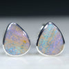 Natural Australian Boulder Opal Silver Studs