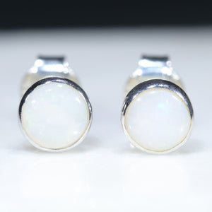 Natural Australian White Opal Silver Studs