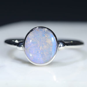 Natural Australian Boulder Opal Silver Ring