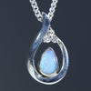 Natural Australian Silver Opal and Diamond Pendant