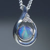 Natural Australian Silver Opal and Diamond Pendant