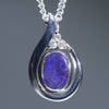 Natural Australian Silver Opal and Diamond Pendant