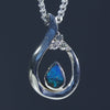 Natural Australian Silver Opal and Diamond Pendant