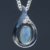 Natural Australian Silver Opal and Diamond Pendant