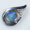 Sterling Silver- Solid Boulder Opal - Natural Diamonds