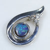 Sterling Silver - Solid Boulder Opal - natural Diamonds