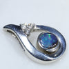 Natural Australian Boulder Opal and Diamond Silver Pendant with Silver Chain (4.5mm x 4.5mm)  Code - SD405