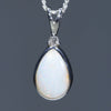 Natural Australian White Opal Silver and Diamond Pendant