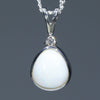Natural Australian White Opal Silver and Diamond Pendant