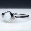 Sterling Silver- Solid White Opal- Natural Diamonds