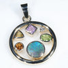 Natural Australian Opal & Natural Gemstone Gold Pendant (Opal - 6mm x 6mm) Code -EJP02