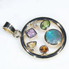 Natural Australian Opal & Natural Gemstone Gold Pendant (Opal - 6mm x 6mm) Code -EJP02