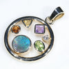 Natural Australian Opal & Natural Gemstone Gold Pendant (Opal - 6mm x 6mm) Code -EJP02