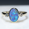 10k Gold Natural Australian Opal and Diamond Ring