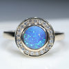 10k Gold Natural Australian Boulder Opal and Diamond Ring